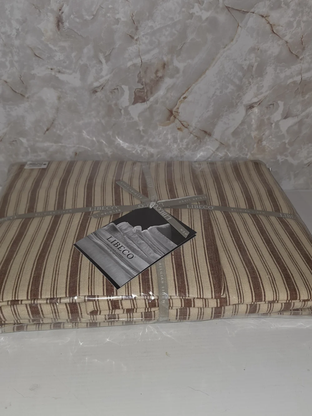 Libeco Belgian Linen Antibes Old Red Striped King Duvet Set